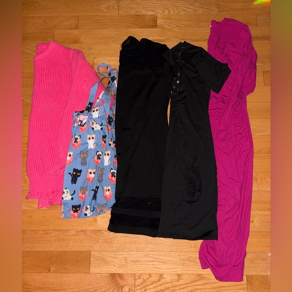 cakeworthy Dresses & Skirts - Cakeworthy Shein Dolls Kill Bundle of five Dress Black Pink Cat L XL